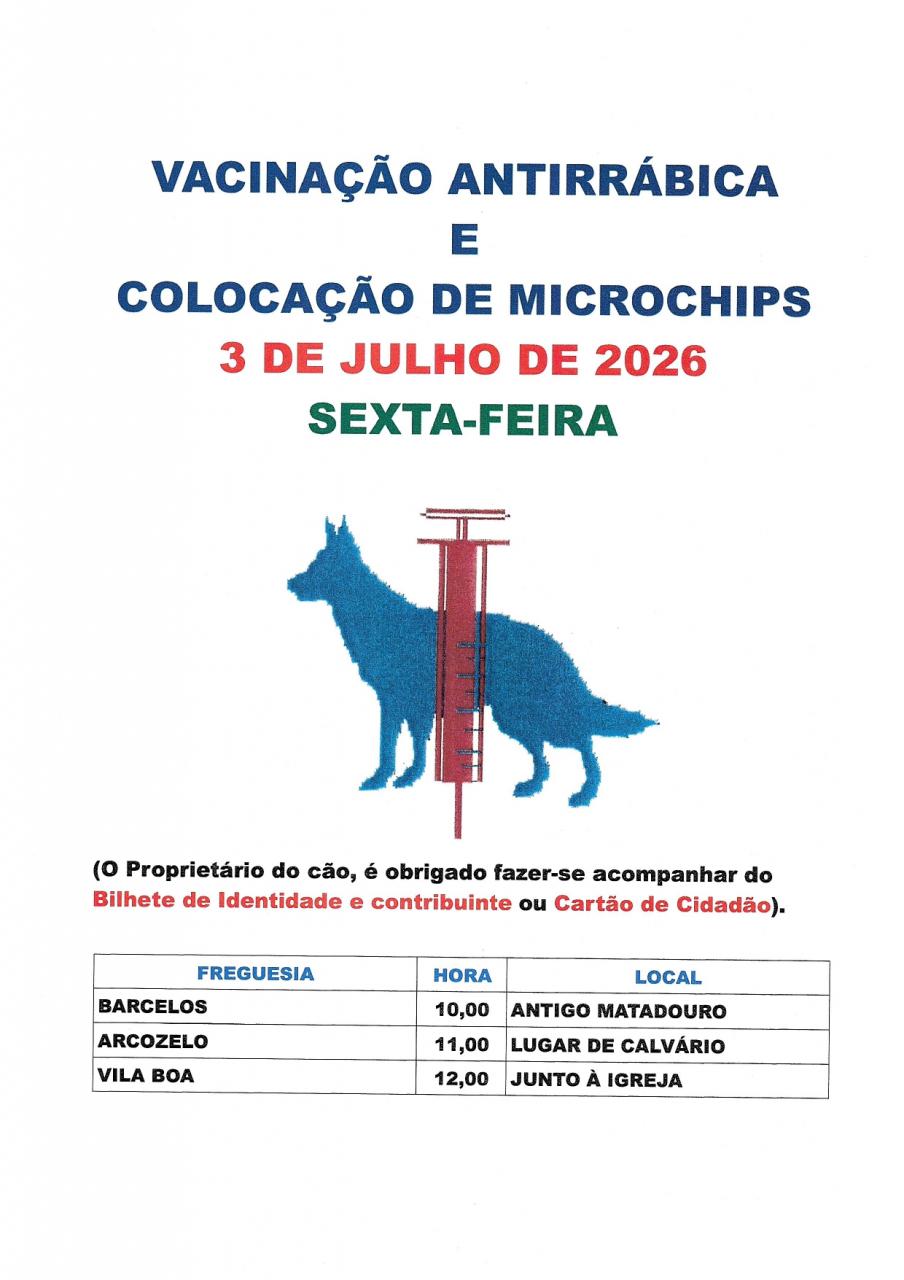 Vacina&ccedil;&atilde;o Antirr&aacute;bica e Coloca&ccedil;&atilde;o de Microchips - 2026